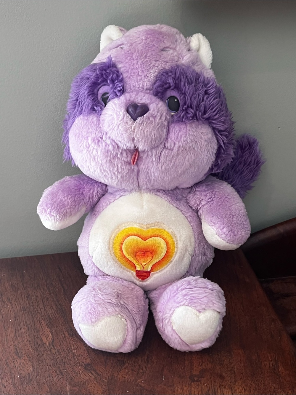 Vintage care bear cousin bright heart raccoon 1984 plush teddy bear toy